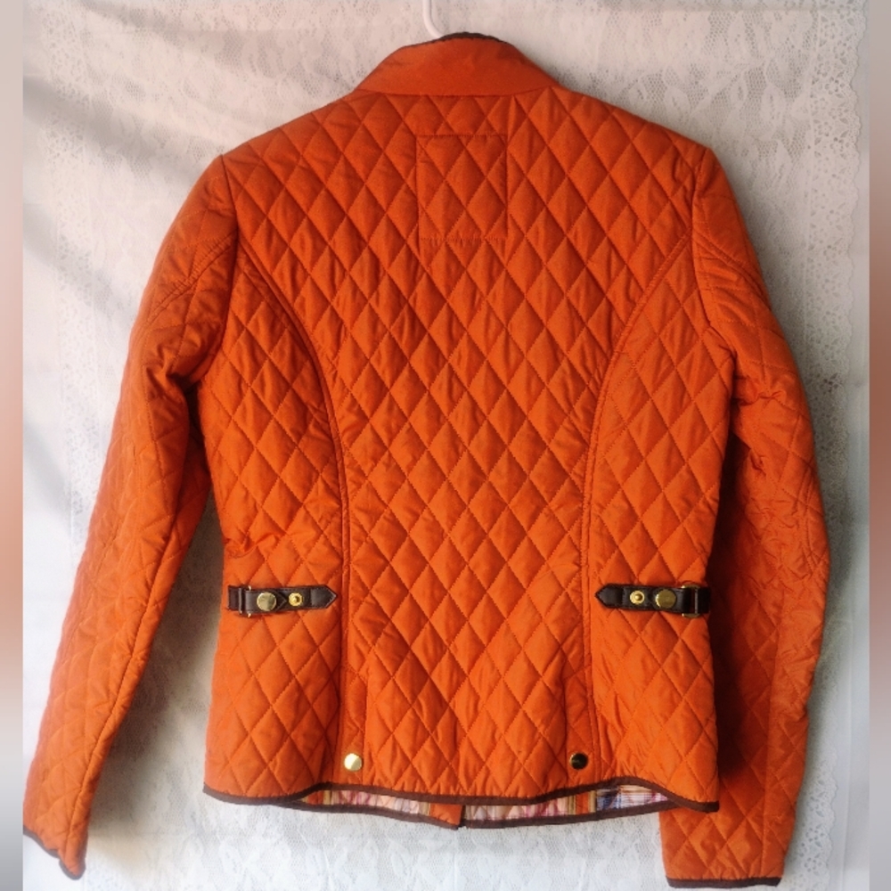 Burnt Orange Quilted Saki Sweden Utility Jacket Sz 36 - Picture 2 of 8